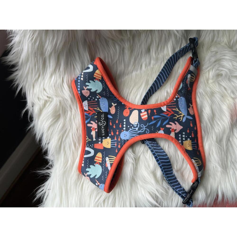 Lucy & Co. Adjustable Dog Harness with Ocean-Themed Print